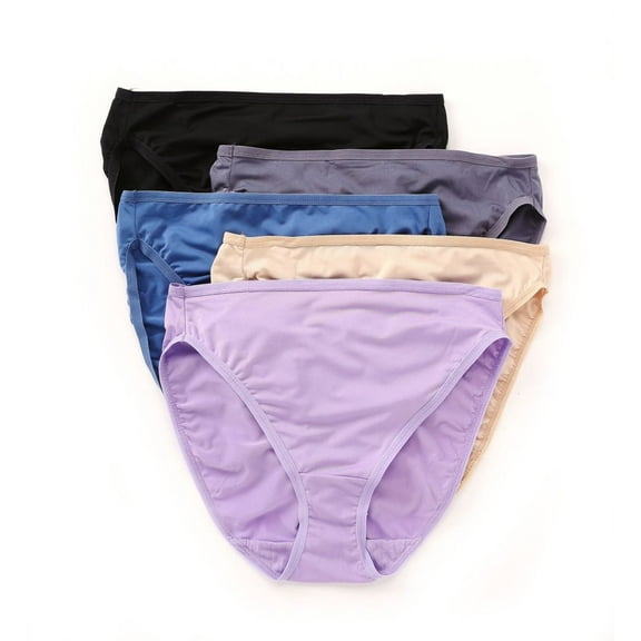 Women's Fruit Of The Loom 5DMF251 Assorted Microfiber Hi-Cut Brief Panties - 5 Pack (Assorted 8)
