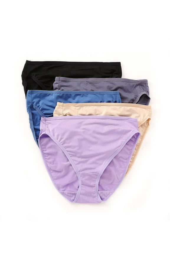 Women's Fruit Of The Loom 5DMF251 Assorted Microfiber Hi-Cut Brief Panties - 5 Pack (Assorted 9)
