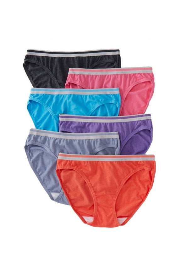 Women's Fruit Of The Loom 6DBIKH1 Heather Bikini Panties - 6 Pack (Assorted 5)