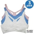 thumbnail image 1 of Women's Fruit Of The Loom 90011 Shirred Front Racerback Sports Bra - 3 Pack (White/Blue/Pink 32), 1 of 1