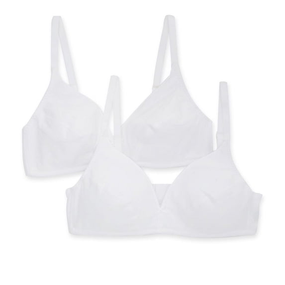 Women's Fruit Of The Loom 96255 Cotton Wire-Free Bra - 2 Pack (White/White 34A)