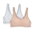 thumbnail image 1 of Women's Fruit Of The Loom 96581 Contrast Stitch Shirred Front Bra - 2 Pack (White/Blushing rose 40), 1 of 1