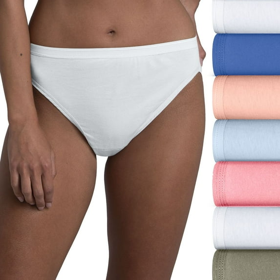 Women's Fruit of the Loom® Signature 100% Cotton 7-pack Hi-Cut Panty Set 7DKHCAP Color: Olive Sprig Asst Size: 8