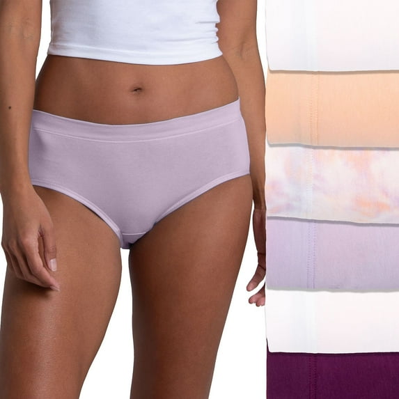 Women's Fruit of the Loom® Signature 6-Pack Stretch Low-Rise Brief Panty Set 6DCSSLB Color: Peach Berry Asst Size: 9