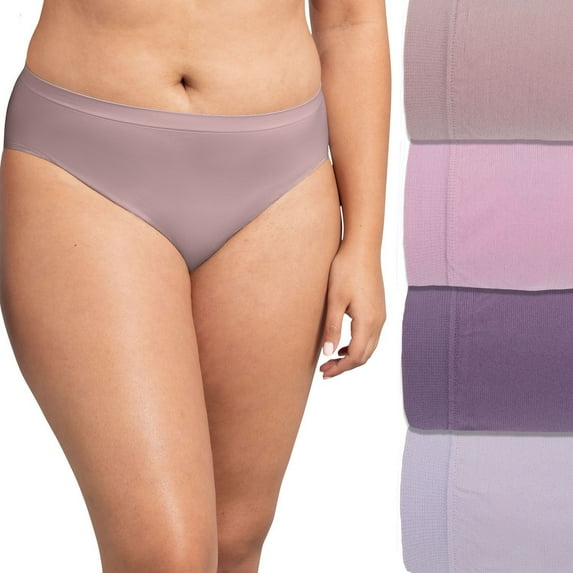 Women's Fruit of the Loom® Signature Seamless 4-pack Soft Hi-Cut Panty Set 4DSLHCTK Color: Lilac Asst Size: 6