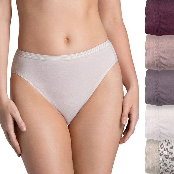 Women's Fruit of the Loom® Ultra Soft 5-pack Hi-Cut Panty Set 5DUSKHC Color: Deep Wine Asst Size: 8