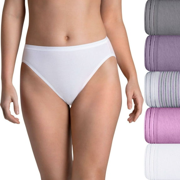 Women's Fruit of the Loom® Ultra Soft 5-pack Hi-Cut Panty Set 5DUSKHC Color: Regent Stripe Asst Size: 10