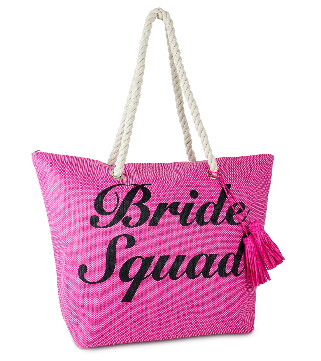 Magid Womens Bride Squad Straw Beach Tote Fuschia One Size