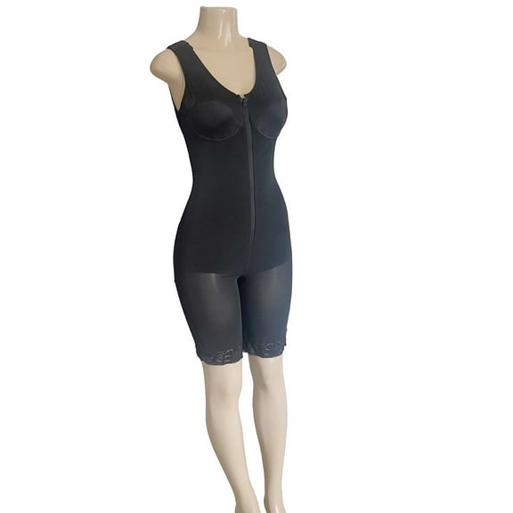 Women's Full Body Shaper Lace Trim Abdominal Control Firm Compression Advanced Body Sculptor Plus Size Bodysuit Black 2XL