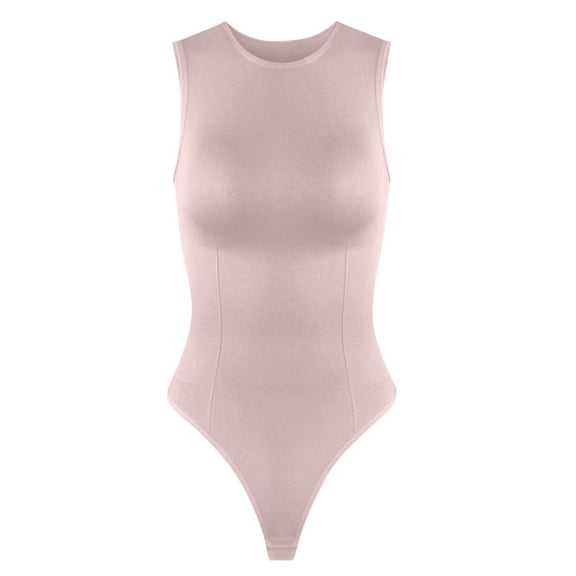 Women's Full Body Shaper Sleeveless Crew Neck Back hollow on Seamless Compression Jumpsuit Gray 2XL