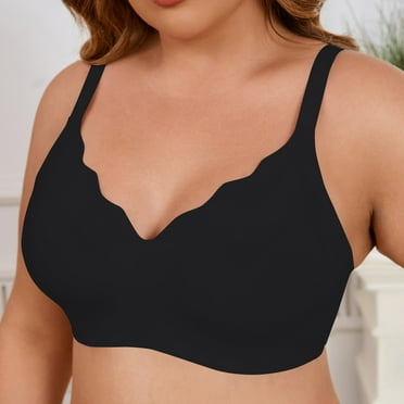 Women's Full Bust Minimizer Bra - No Underwire Seamless Design with Jelly Soft Support for Gathering and Lift, Sexy Comfort, Wire-Free, Reducing Appearance ,Black