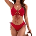 thumbnail image 1 of Women's Full Coverage Bikini 2026 High Waisted V-Wire Two Piece Ruched Tummy Control Swimsuits with Flattering Fit Red 2XL, 1 of 4