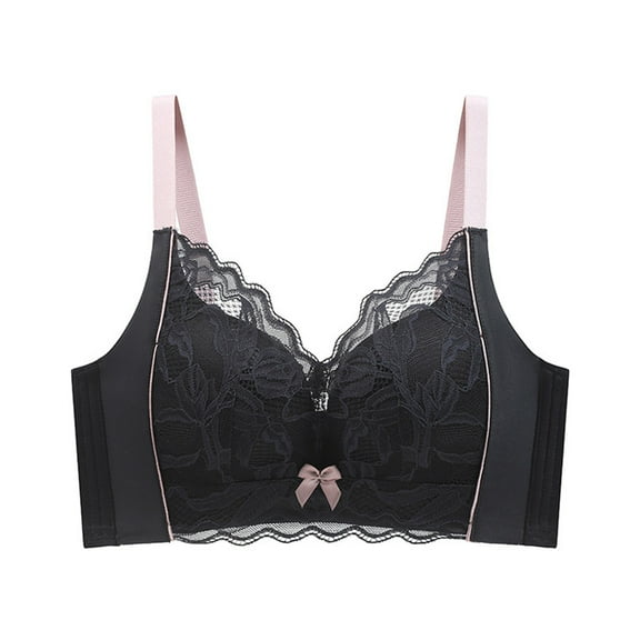 Women's Full Coverage Bras, Sexy Mesh Bras for Women Lace Bralettes No Underwire Push Up Women's Balconette Lingeries Bra Deep V Everyday Bra 34-40