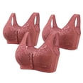 thumbnail image 1 of Women's Full Coverage Everyday Bras, 3 Pack Daisy Bras for Older Women Front Closure Cotton Comfortable Bra Plus Size No Underwire Front Snap Bra 38-50, 1 of 2