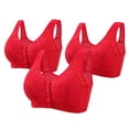 thumbnail image 1 of Women's Full Coverage Everyday Bras, 3 Pack Daisy Bras for Older Women Front Closure Cotton Comfortable Bra Plus Size No Underwire Front Snap Bra 38-50, 1 of 2