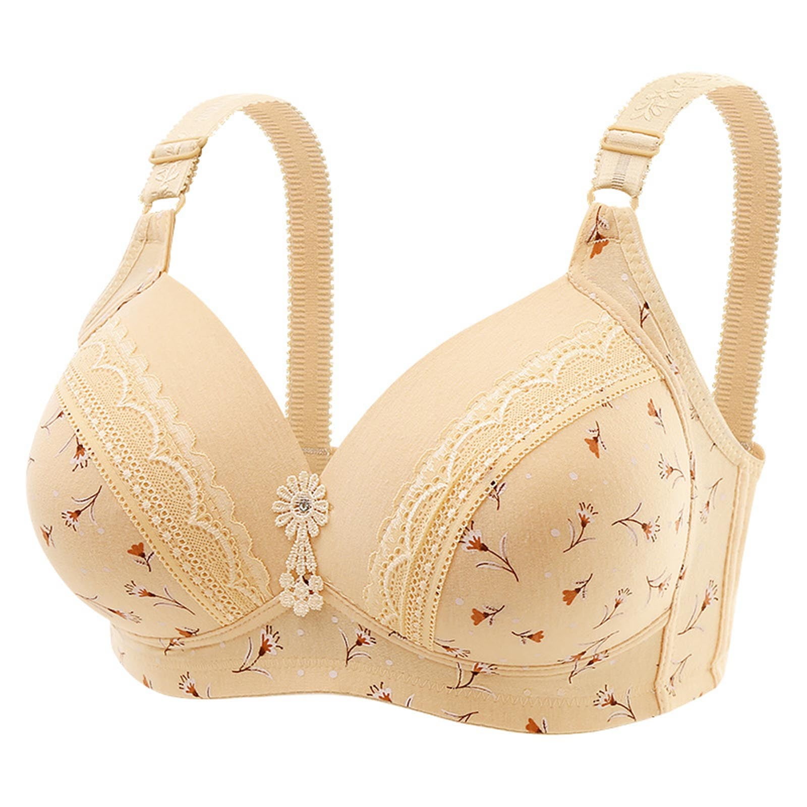 Women's Full Coverage Floral Print Bra Hide Back Fat Deep Cup Bra
