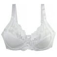 thumbnail image 1 of Women's Full Coverage Flower Lace Underwire Unpadded Comfy Minimizer Bra Plus Size Underwire Push-Up Bra White 100, 1 of 3