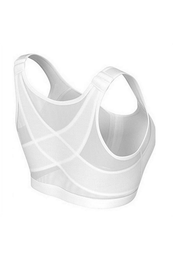 Women's Full Coverage Front Closure Wire Free Back Support Posture Bra,S-5XL Sports Bra Without Rims (White 2XL)