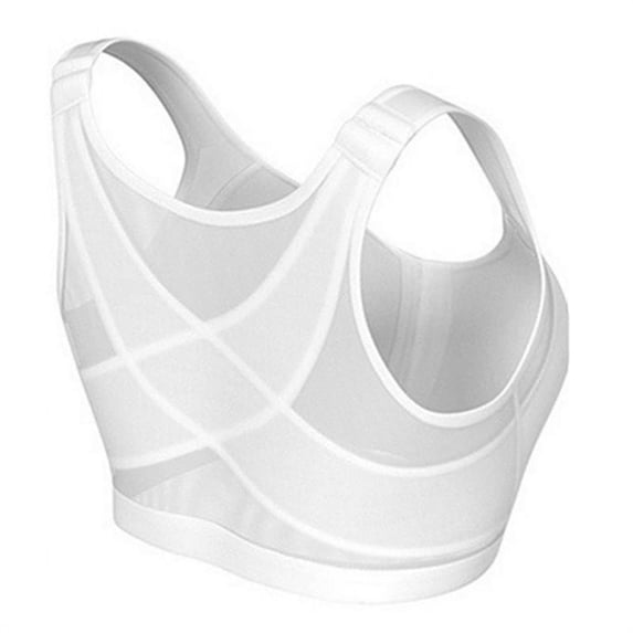 Women's Full Coverage Front Closure Wire Free Back Support Posture Bra,S-5XL Sports Bra Without Rims (White XL)