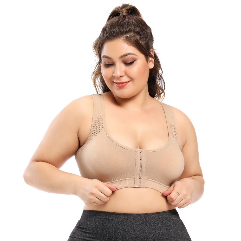 Women's Full Coverage Front Closure Wirefree Back Support Posture Bra - Walmart.com