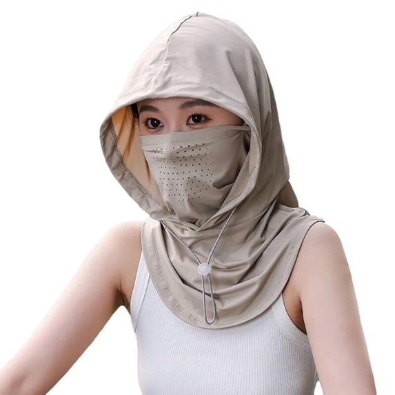 Women's Full Coverage Hooded Sun Hat with Face Mask Breathable Mesh UV Protection for Summer Outdoor Sports Travel Vacation Holiday