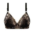 thumbnail image 1 of Women's Full Coverage Lace Embroidered Bras Anti-Sagging Seamless Wireless Deep V Neck Comfort Bralettes, 1 of 3