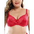 thumbnail image 1 of Women's Full Coverage Padded Bra Floral Lace Underwire Bra Soft Cup, 1 of 5