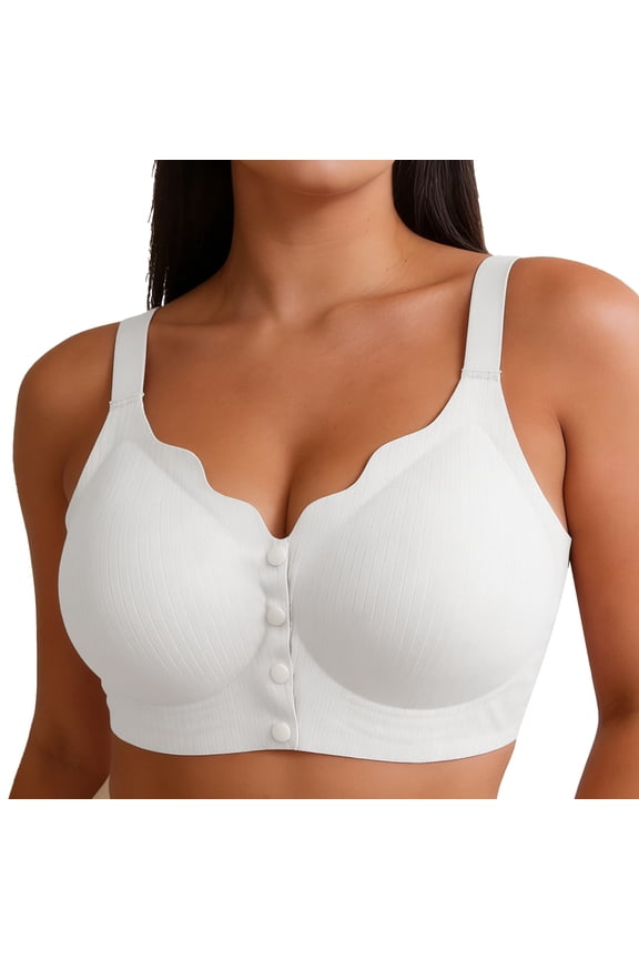 Jelly Bras for Women Front Closure Wireless Bra,Seamless Front Button Comfort Bralette for Daily, Nursing & Easy Dressing, Breathable Soft Support