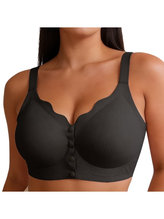 Jelly Bras for Women Front Closure Wireless Bra,Seamless Front Button Comfort Bralette for Daily, Nursing & Easy Dressing, Breathable Soft Support