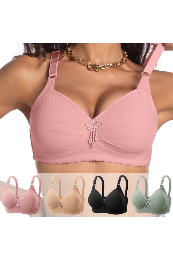 Women’s Full Coverage Wireless Bra Front Snap Closure Soft Breathable Support Bra for Large Bust Everyday Comfort
