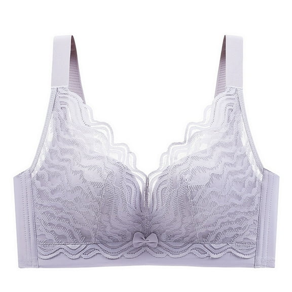 Women's Full Coverage Wireless Lace Bra Comfortable Breathable Support No Side Spillage Adjustable Straps for Large Bust