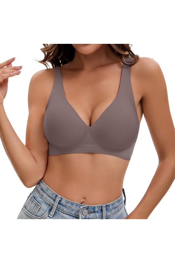 Jelly Bra for Women–Wireless Seamless Bra with W-Shape Jelly Strip & Water-Drop Cup, Anti-Sag Full Coverage Lift Support,Breathable Everyday Comfort