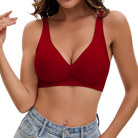 Jelly Bra for Women–Wireless Seamless Bra with W-Shape Jelly Strip & Water-Drop Cup, Anti-Sag Full Coverage Lift Support,Breathable Everyday Comfort