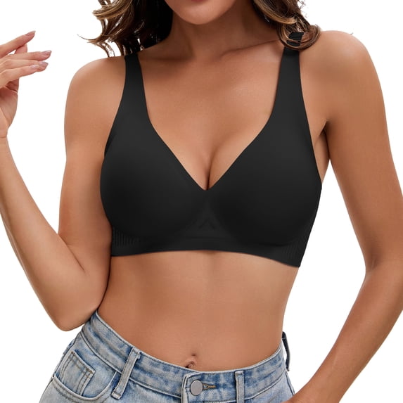 Jelly Bra for Women–Wireless Seamless Bra with W-Shape Jelly Strip & Water-Drop Cup, Anti-Sag Full Coverage Lift Support,Breathable Everyday Comfort