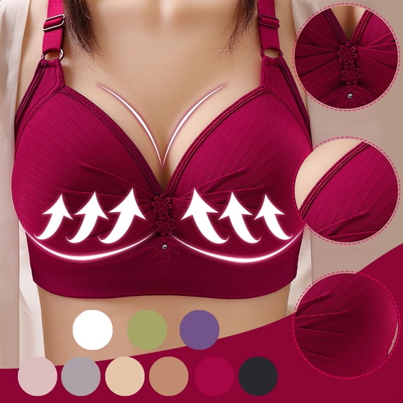 Women's Full Cup Wireless Bra Anti Sagging Lifting Lingerie, Side Support Smoothing Underwear, High Coverage Push Up Vest, Accessory Breast Collection Top, Comfortable Non Slip Daily Bralette