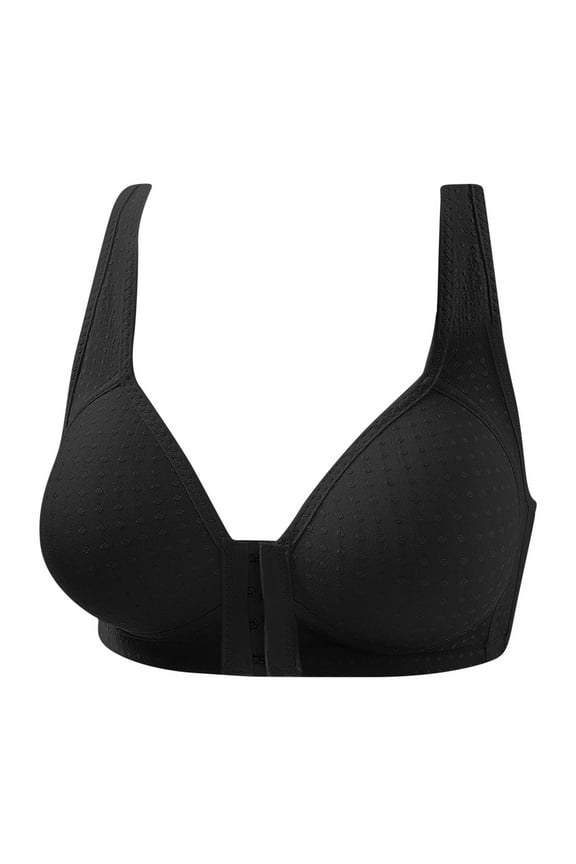 Women's Full Figure Bras Front Closure Wirefree Jacquard Back Support Posture Bra Seamless Padded T-Shirt Bra