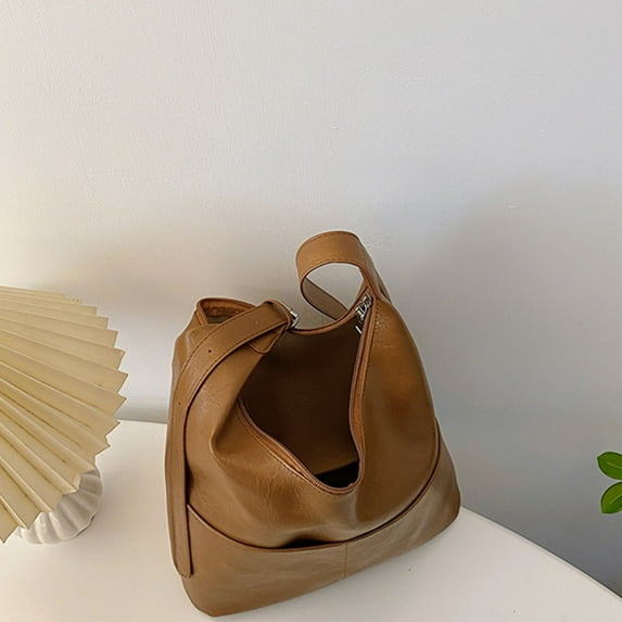 Women's Full-Grain Leather Tote Bag - Stylish Shoulder Purse for Work, Travel & Shopping - Spacious 13" Handbag with Side Pockets - Durable Casual Carryall