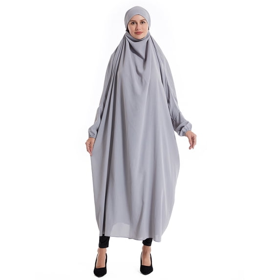 Women's Full Length Abaya Maxi Dress Long Sleeve Loose Fit Batwing Sleeve Prayer Robe Kaftan Flowy Modest Muslim Jilbab Casual Daily Wear Religious Gown