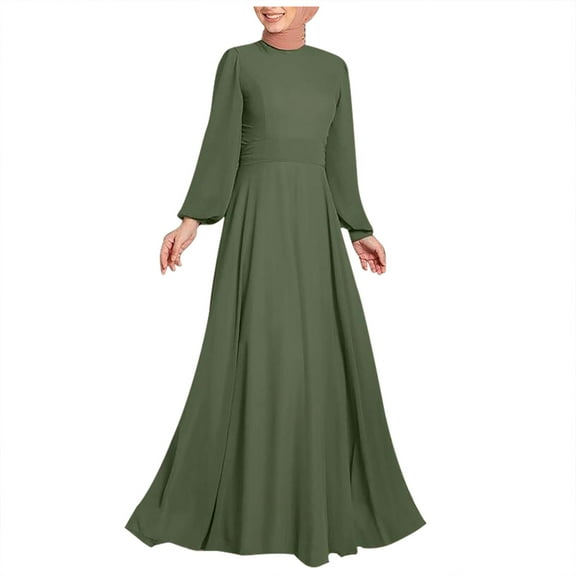 Women's Full Length Muslim Gown Dubai Middle East Modest Formal Flowy Long Dress Kaftan Islamic Abayas Prayer Dress