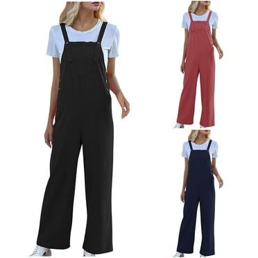 Women's Full Length Polyester Jumpsuit - Casual Button-Front Overalls with Slim Fit for Spring & Fall Fashion