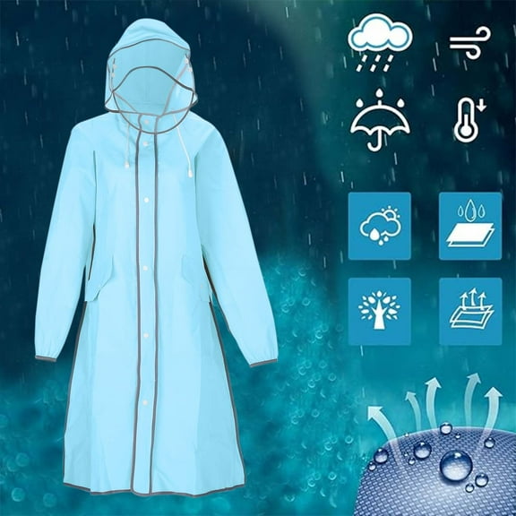 Women's Full Length Raincoat Overall Suit For Adults With Hooded Rain Poncho Heavy Duty Masonic Wind Windbreaker Rain Jacket Ladies Windbreaker Jacket with Hood Anorak Pullover Women plus Size