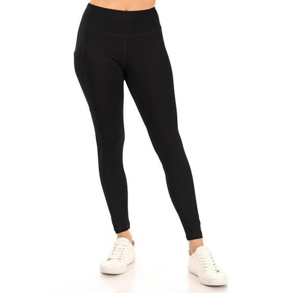 Women's Full Length Stretch High Waist Zip Pocket Workout Yoga Running Seamless Leggings Black M