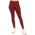 thumbnail image 1 of Women's Full Length Stretch High Waist Zip Pocket Workout Yoga Running Seamless Leggings Burgundy M, 1 of 5