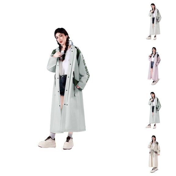 Women's Full Length Waterproof Riding Raincoat Hooded Rain Jacket for Bicycle, Scooter & Outdoor Commuting