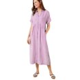 thumbnail image 1 of Women's Full Size Plus Size Striped Button Front Midi Dress with Pockets Not Lined 100% Polyester Comfortable Daily Wear, 1 of 14