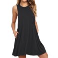 thumbnail image 1 of Women's Full Size Round Neck Sleeveless Dress with Pockets 95% rayon and 5% spandex for Everyday Casual Comfort, 1 of 17