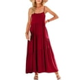 thumbnail image 1 of Women's Full Size Ruched Tiered Spaghetti Strap Dress Polyester % with Moderate Stretch and Elegant Silhouette, 1 of 21