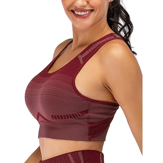 Women's Full Support High Impact Racerback Sports Bra Tank Top Fitness Shockproof Work Out Yoga Bra