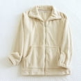 thumbnail image 1 of Women's Full Zip Flannel Jacket Fuzzy Fleece Pajama Tops Long Sleeve Warm Winter Sleepwear Coat with Pockets New Fleece Pajamas for Women Soft Beige M, 1 of 8