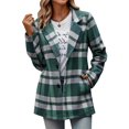 thumbnail image 1 of Women's Full Zip Fleece Flannel Jacket Plaid Sherpa Lined Jacket for Women Army Green L, 1 of 7